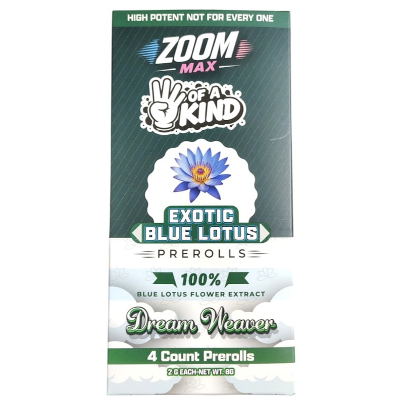 Zoom Max Four Of A Kind Exotic Blue Lotus 2g Pre - Rolls 4pk 10ct Box - Dream Weaver