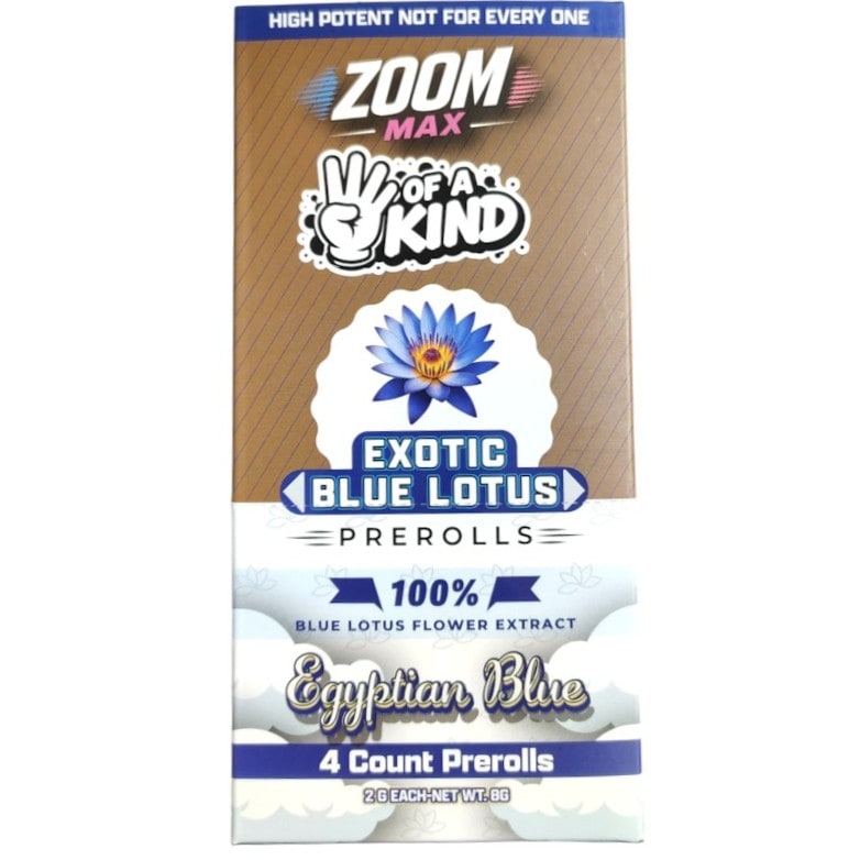 Zoom Max Four Of A Kind Exotic Blue Lotus 2g Pre - Rolls 4pk 10ct Box - Egyptian Blue