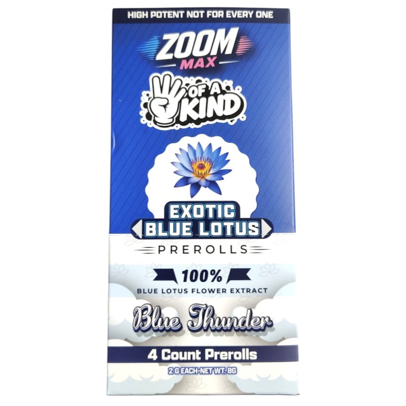 Zoom Max Four Of A Kind Exotic Blue Lotus 2g Pre - Rolls 4pk 10ct Box - Blue Thunder