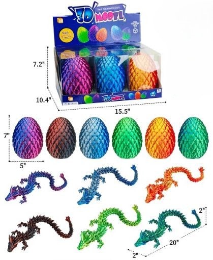 3D Printed Dragon With Egg Toys 6ct Box