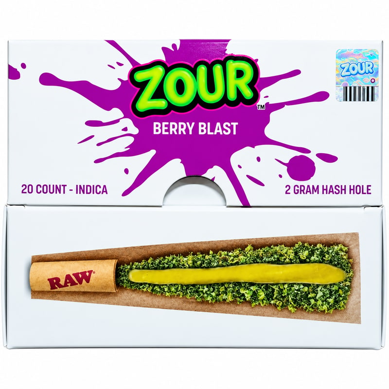 Zour Hash Hole Pre - Rolls 2gm 20ct Box - Berry Blast