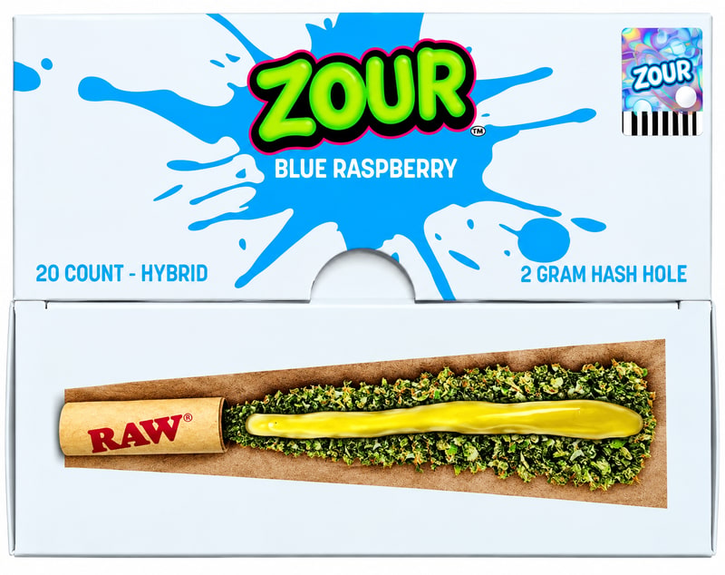 Zour Hash Hole Pre - Rolls 2gm 20ct Box - Blue Raspberry