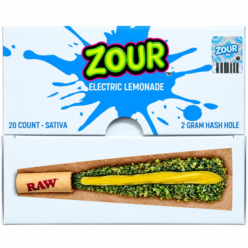 Zour Hash Hole Pre - Rolls 2gm 20ct Box - Electric Lemonade