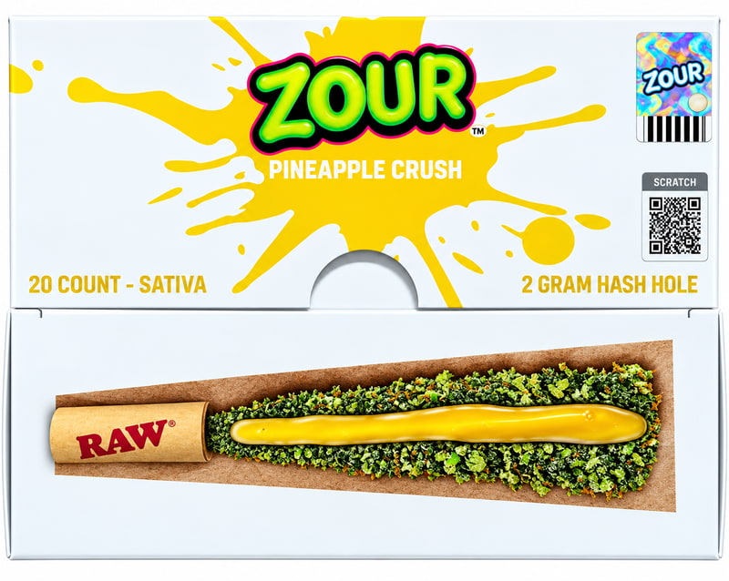 Zour Hash Hole Pre - Rolls 2gm 20ct Box - Pineapple Citrus