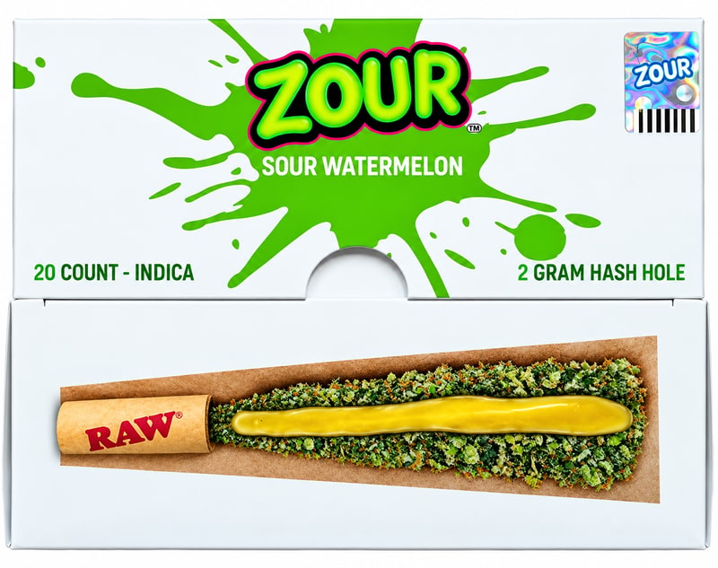 Zour Hash Hole Pre - Rolls 2gm 20ct Box - Sour Watermelon