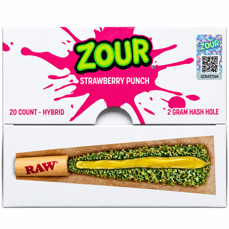 Zour Hash Hole Pre - Rolls 2gm 20ct Box - Strawberry Punch