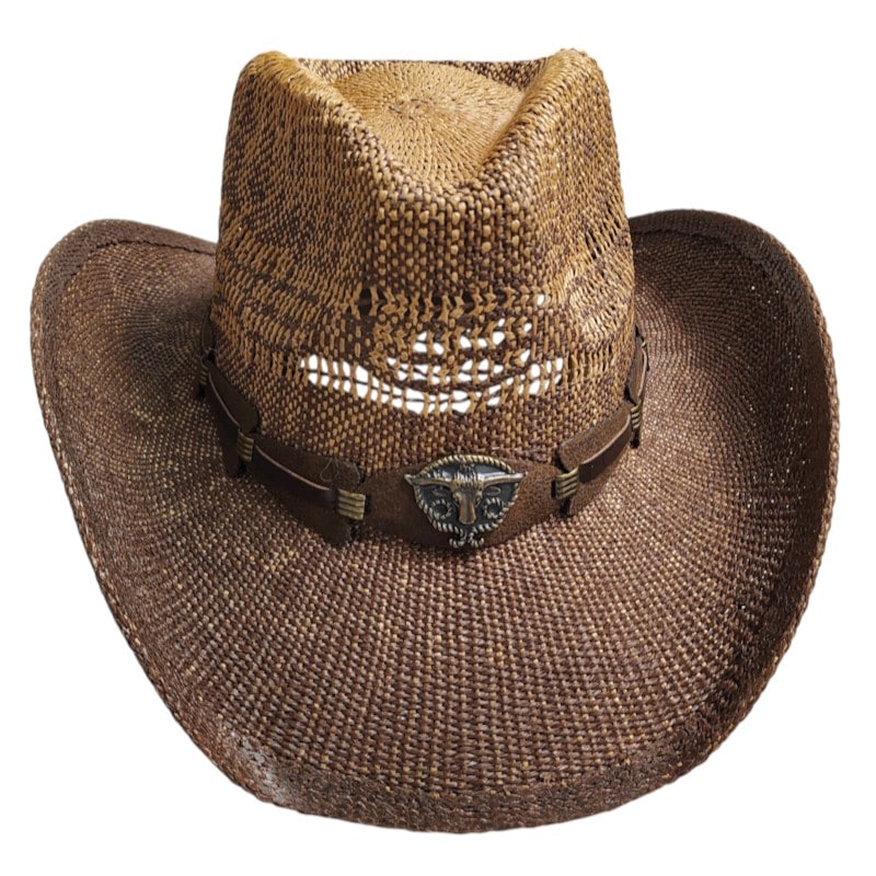 Cowboys Hats - Longhorn Skull Buckle W/ Brown Leather Band