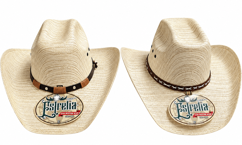 ANPA - Cowboy Hats Natural Color W/ Design Band 3 Side Ventilation