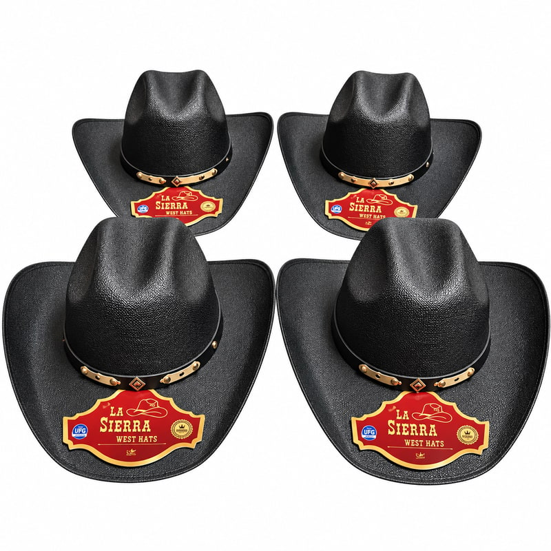 ANPA - Cowboy Hats Black Color W/ Design Leather Hatband