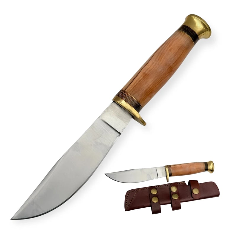 Knife - Hunting Knife Brown W/Leather Sheath