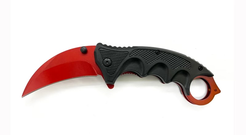 Knife - Black & Red Folding Knife W/Clip (SJ - 916 - BK - RD)