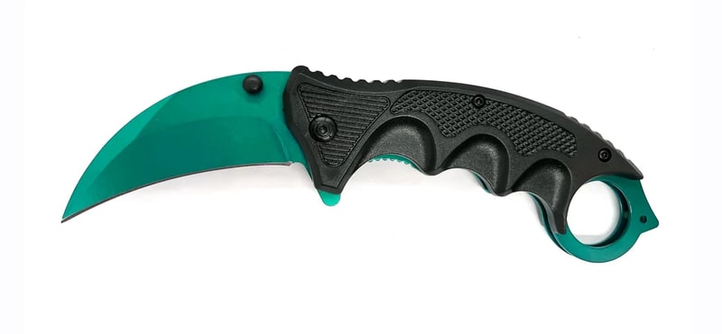 Knife -Black & Green Folding Knife W/Clip (SJ-916-BK-GN)