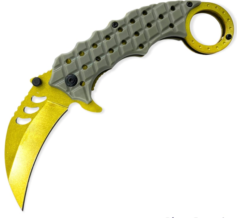 Knife -Gold&Grey Karambit Style Trigger Assist Knife (SJ-915-GY-GD)