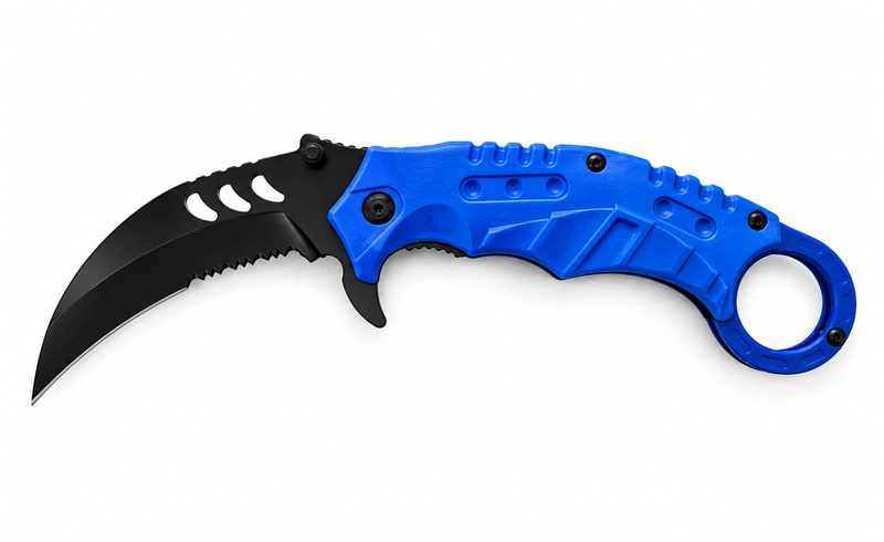 Knife -Blue Handle Karambit Style Knife (SJ-914-BL)