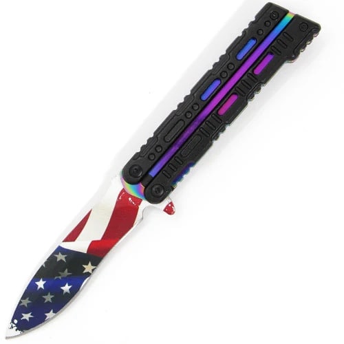 Knife - Cutterfly Spring Assisted Knife American Flag (SJ - 412 - A)