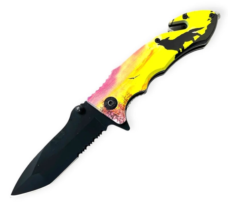 Knife - Spring Assisted Knife Tanto - SunSet Golf (SJ - 411 - WLF - I)