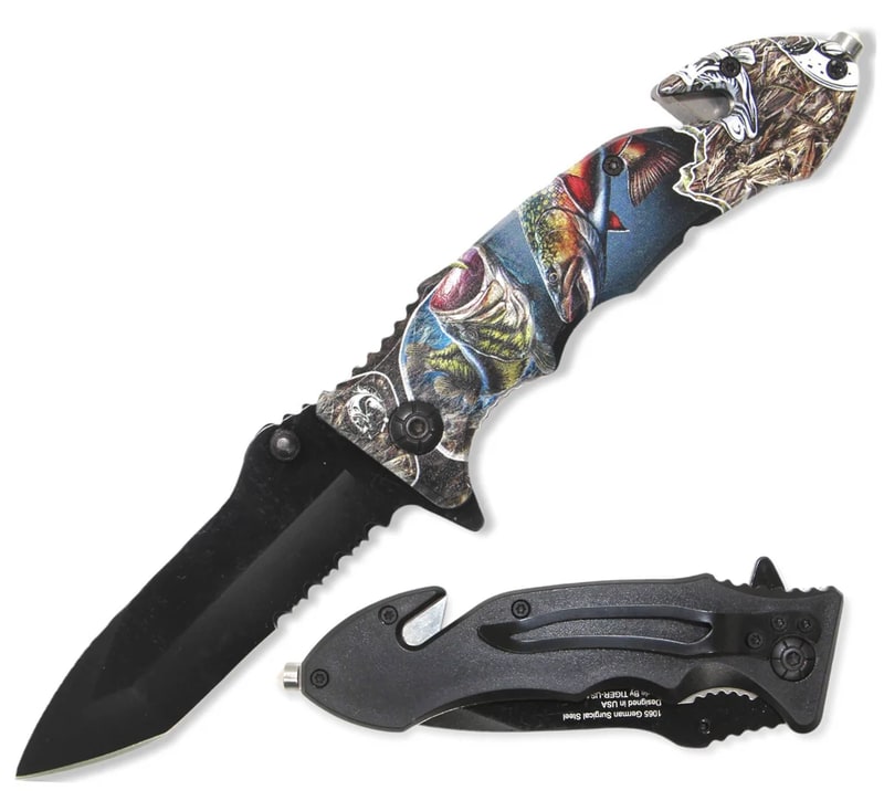 Knife - Spring Assisted Two Fish Tanto Knife (SJ - 411 - FISH - C)