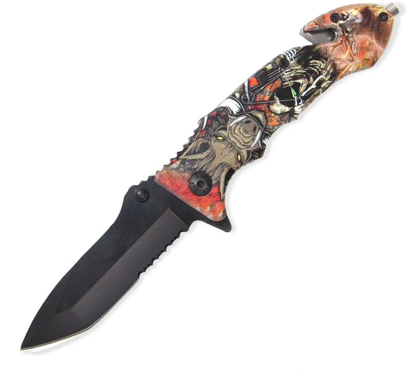Knife - Spring Assisted Deer Tanto Knife (SJ - 411 - DR - C)