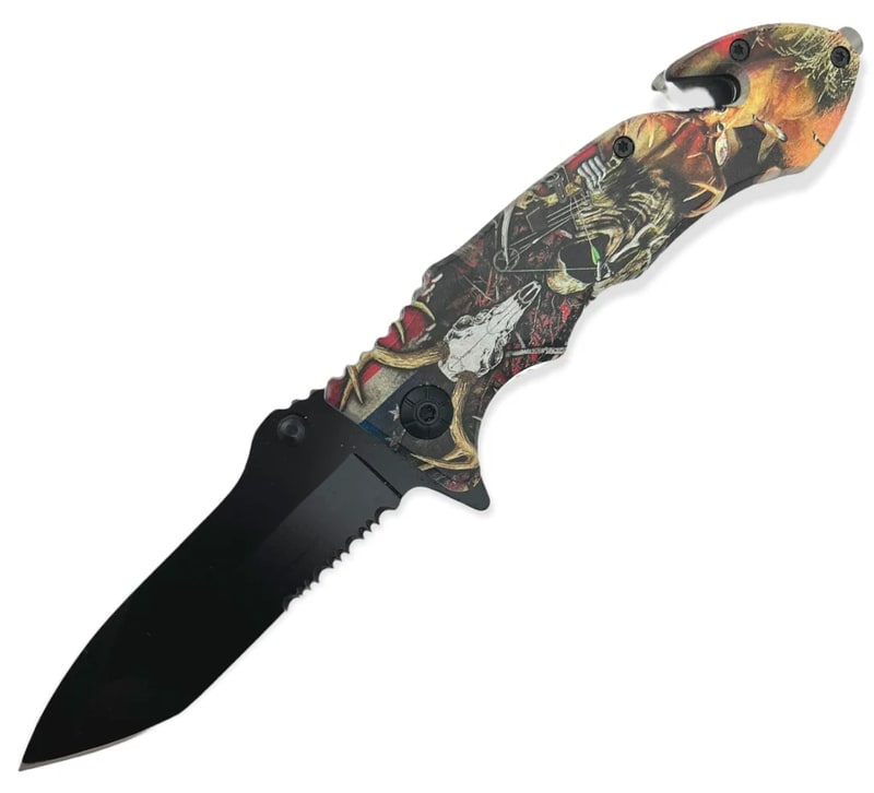 Knife - Spring Assisted Deer Knife (SJ - 411 - DR - A)