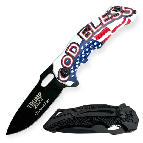 Knife - Spring Assisted USA Flag Star Knife (SJ - 410 - D)