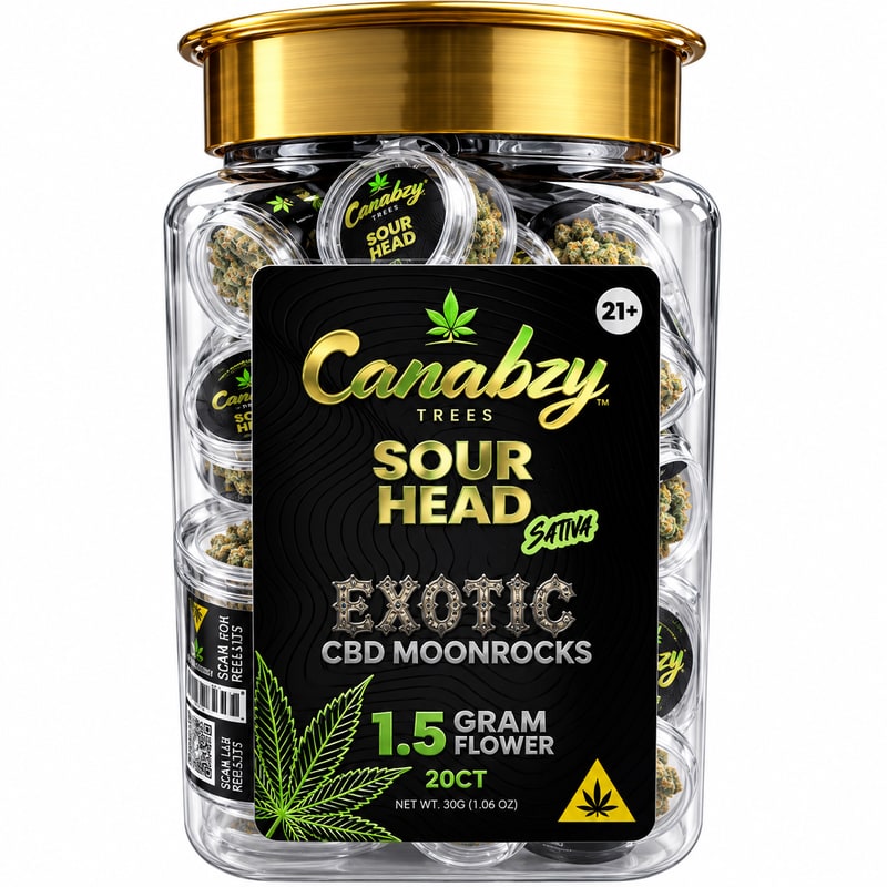Canabzy Exotic CBD Moonrocks 1.5g 20ct Jar - Sativa - Sour Head