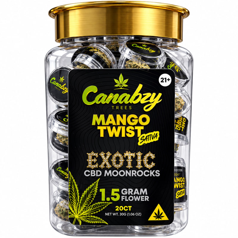Canabzy Exotic CBD Moonrocks 1.5g 20ct Jar - Sativa - Mango Twist