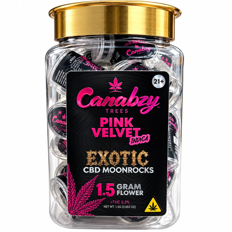 Canabzy Exotic CBD Moonrocks 1.5g 20ct Jar - Indica - Pink Velvet
