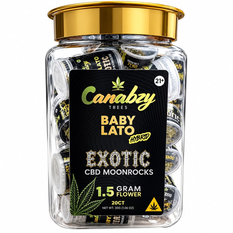 Canabzy Exotic CBD Moonrocks 1.5g 20ct Jar - Hybrid - Baby Lato