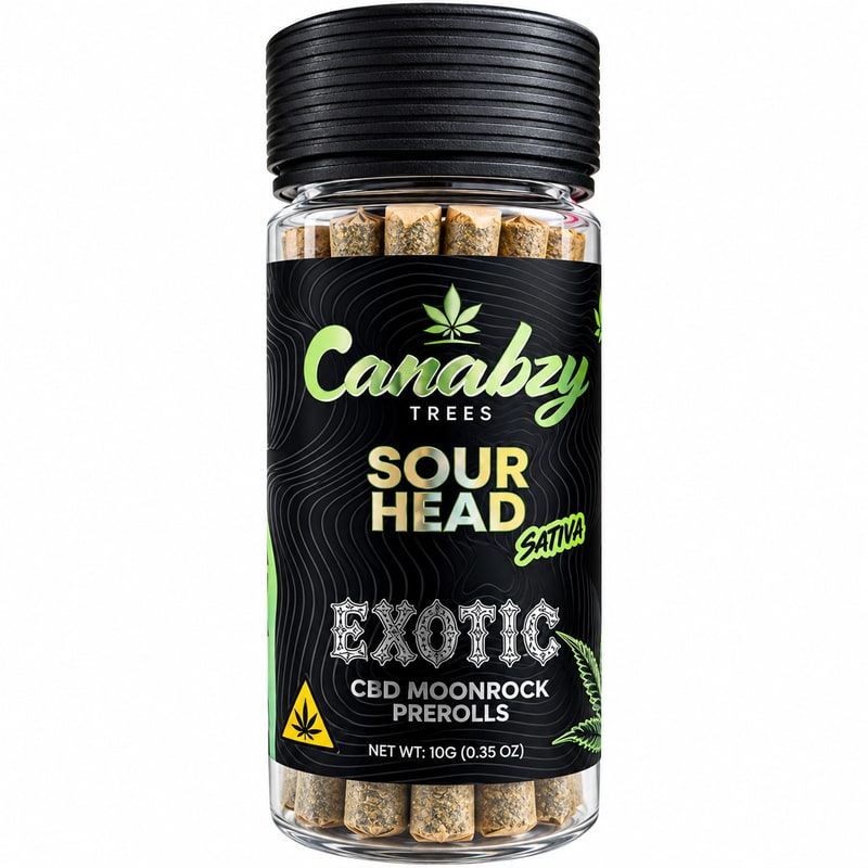 Canabzy Exotic CBD Moonrocks Pre Rolls 2g 5ctJar - Sativa - Sour Heads