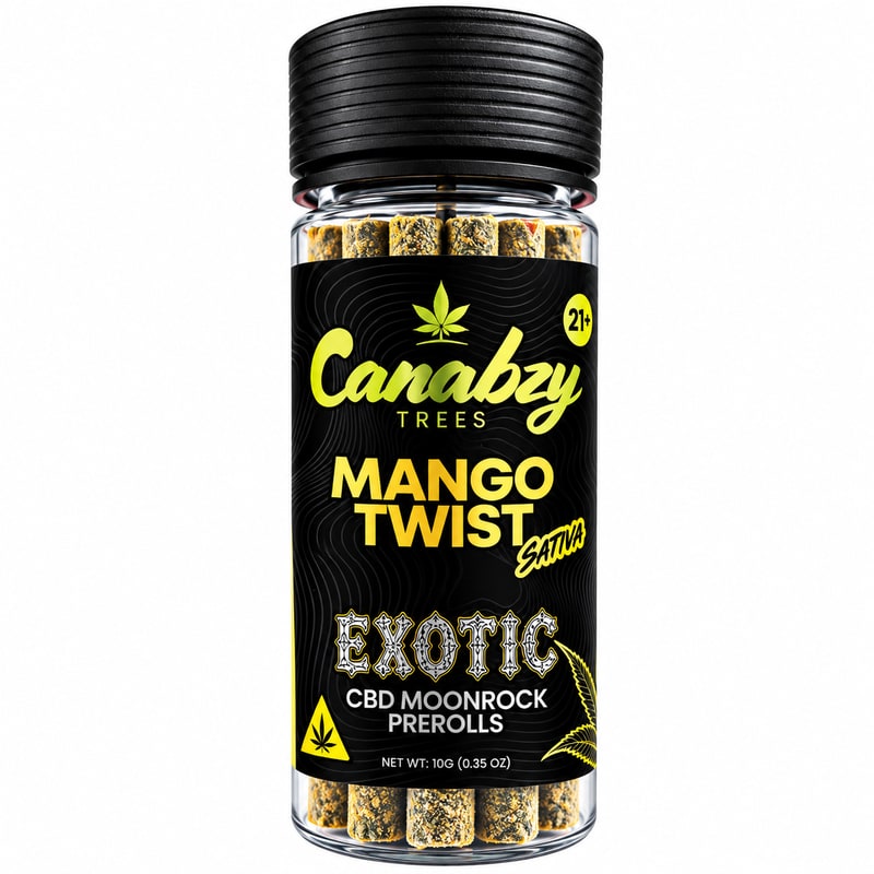 Canabzy Exotic CBD Moonrocks Pre Rolls 2g 5ctJar - Sativa - Mango Twist