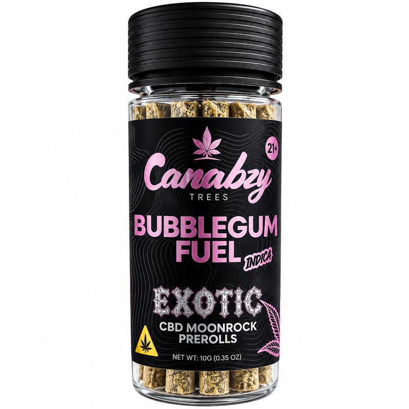 Canabzy Exotic CBD Moonrocks Pre Rolls 2g 5ctJar - Indica - Bubblegum Fuel