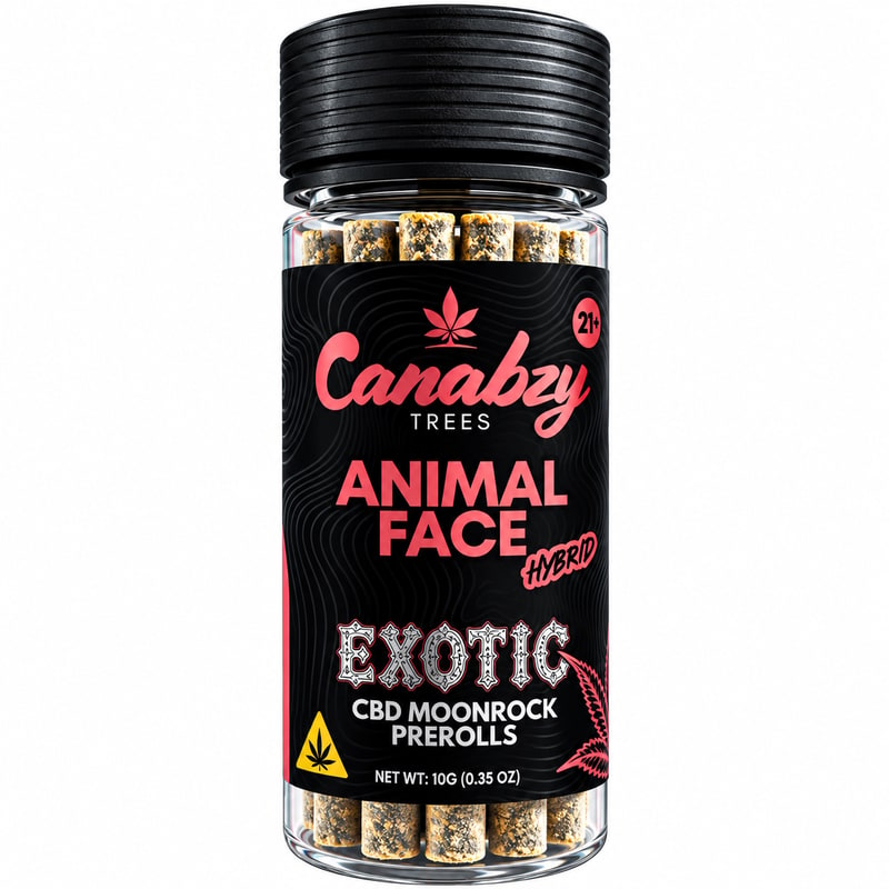 Canabzy Exotic CBD Moonrocks Pre Rolls 2g 5ctJar - Hybrid - Animal Face