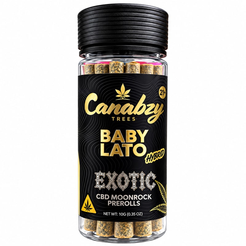 Canabzy Exotic CBD Moonrocks Pre Rolls 2g 5ctJar - Hybrid - Baby Lato