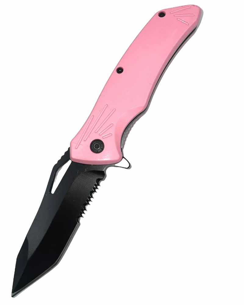 Knife -Spring Assisted Pink Tanto Handle Knife (SJ-402-PK)
