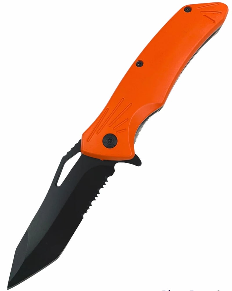 Knife -Spring Assisted Orange Tanto Handle Knife (SJ-402-OR)