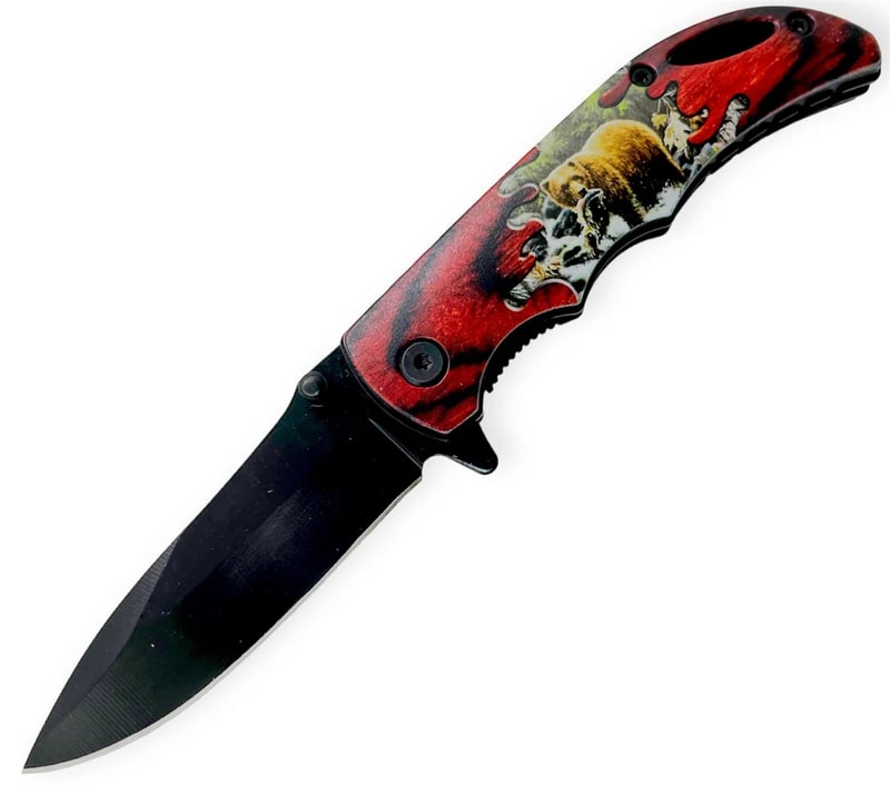 Knife - Spring Assisted Drop Point Beer Knife (SJ - 401 - WP - 8)