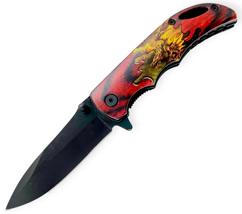 Knife - Green Rasta Plant Assisted Drop Knife (SJ - 401 - WP - 1)