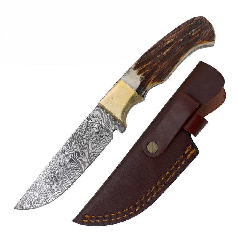 Knife -8.5 Inch Hunting Knife Skinner Full Tang Wood W/Sheath