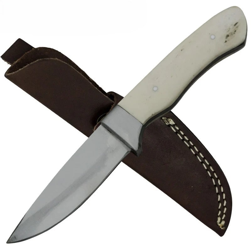 Knife -Skinner Full Tang Animal Bone Handle 440 Stainless Steel W/Sheath