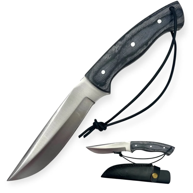 Knife - Black Wood HandleHunting Knife W/Sheath
