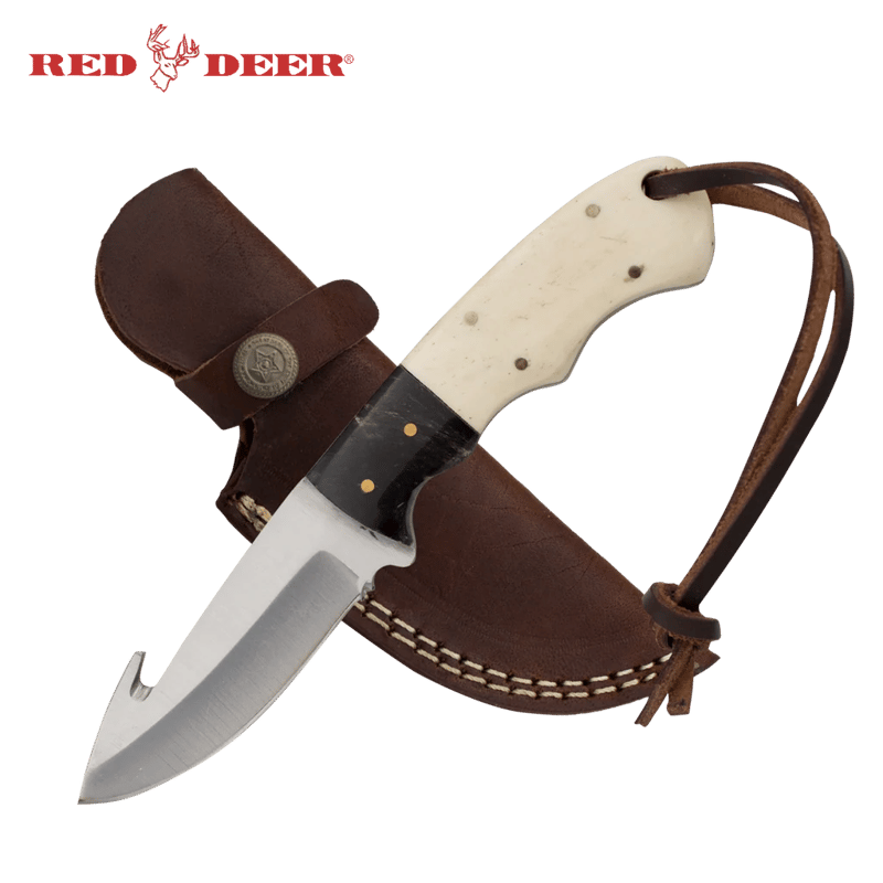 Knife -Hunting Knife Black Wood Handle Hunting Knife W/Sheath