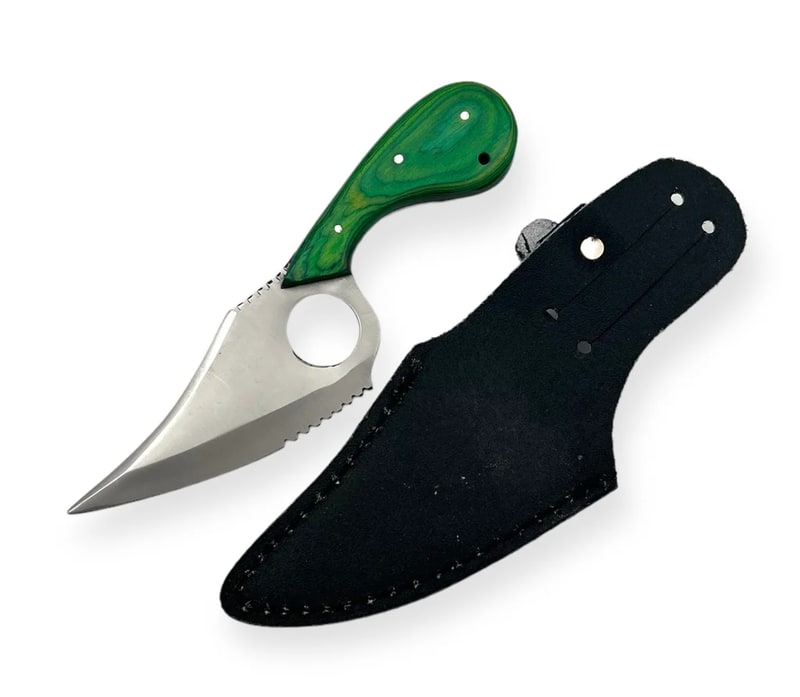 Knife - Green Handle Hunting Knife W/Sheath