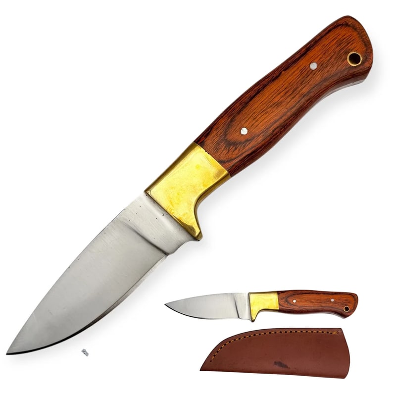 Knife - Orange Handle Hunting Knife W/Sheath
