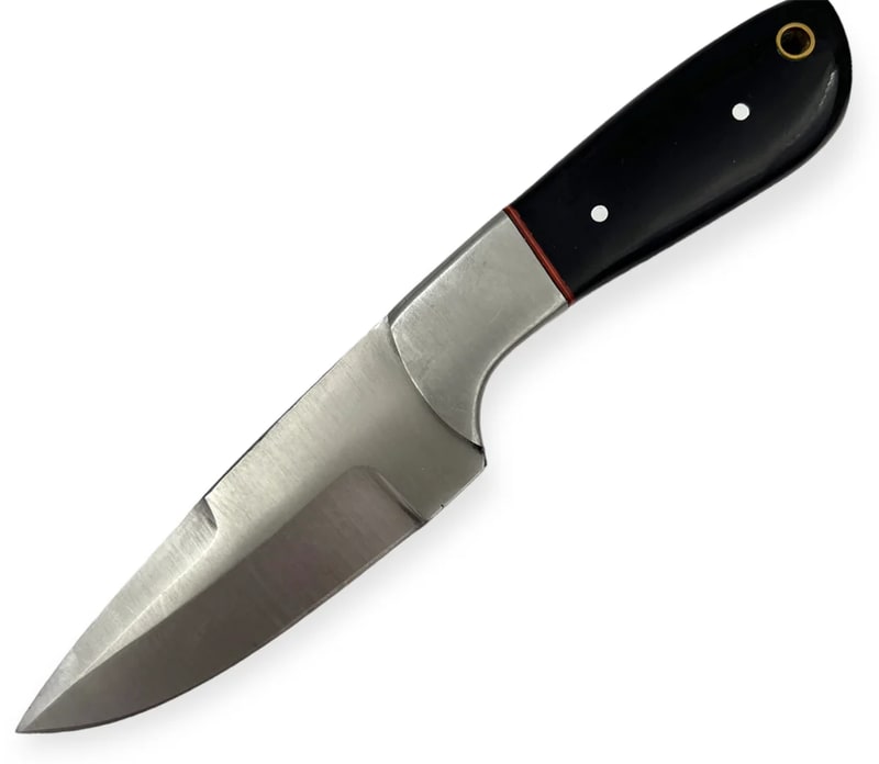 Knife -7.5 Inch Black Handle Hunting Knife W/Sheath
