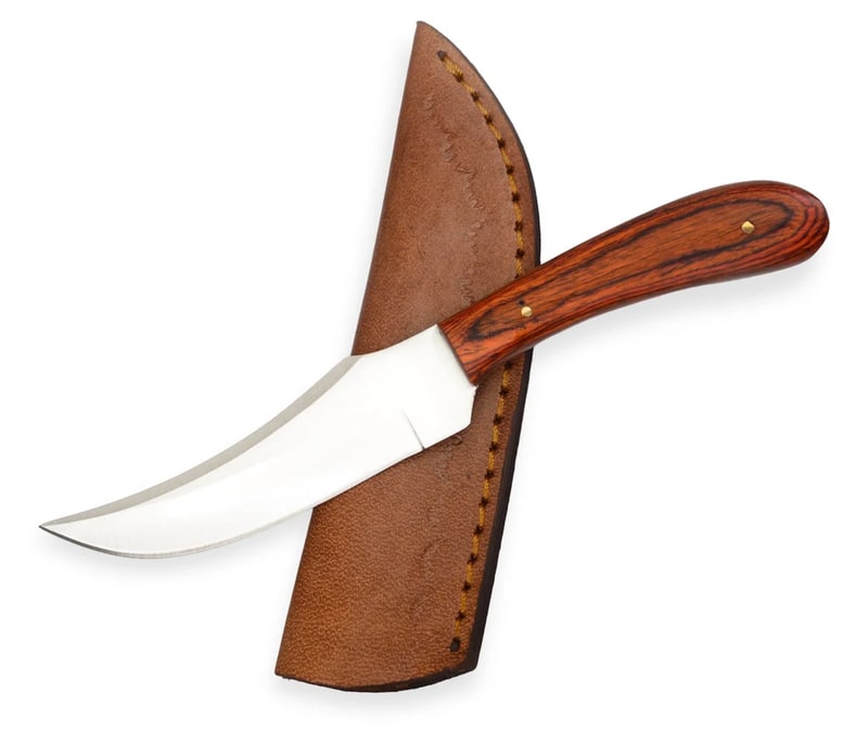 Knife - 7.0 Inch Brown Handle Hunting Knife W/Sheath