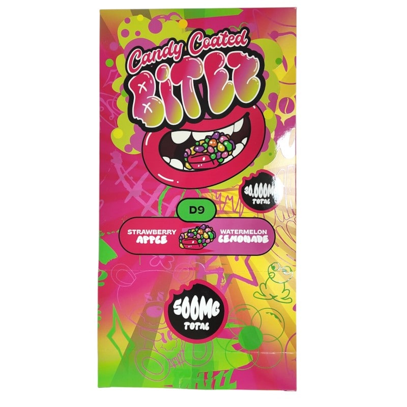 Candy Coated D9 Bitez 30000mg 60ct Box-Strawberry Apple/Watermelon Lemonade