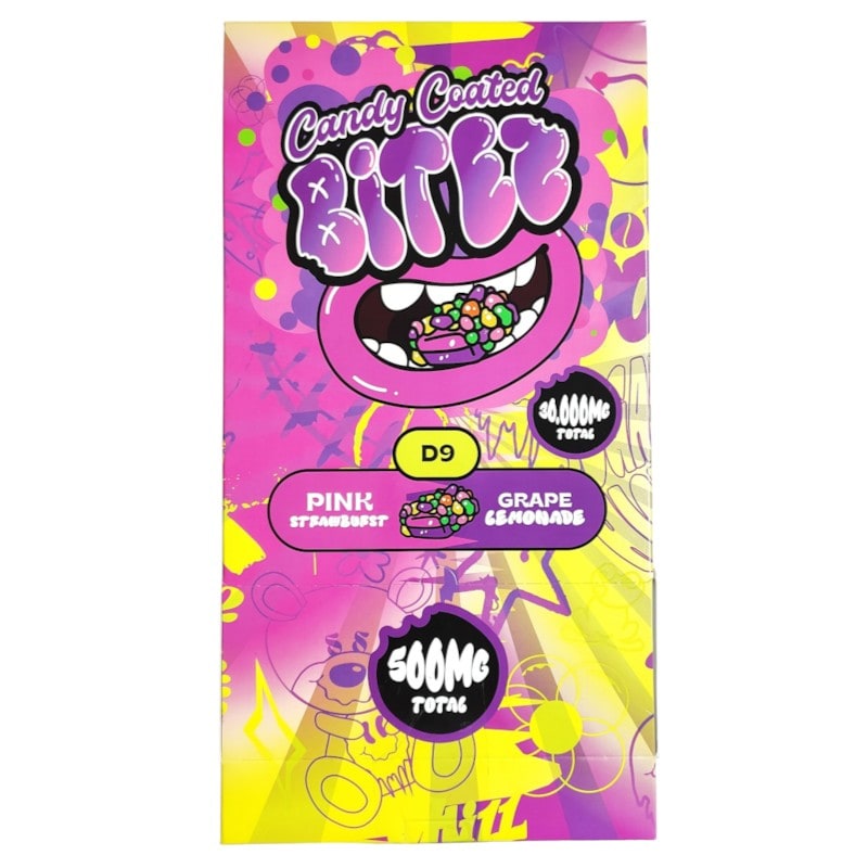 Candy Coated D9 Bitez 30000mg 60ct Box - Pink Strawburst/Grape Lemonade