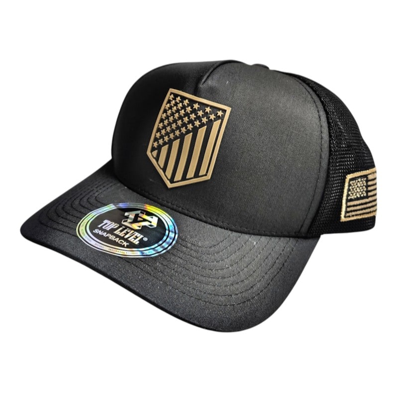 Truckers Caps - US Flag Shield Shaped Patch