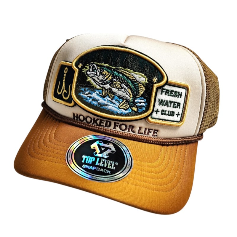 Dad Hats Caps - Fresh Water Club Fish Patch Cream