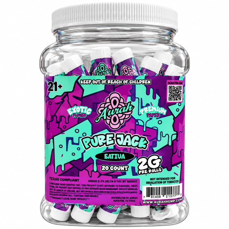 Aurah Exotic Flower Pre - Rolls 2g 20ct Jar - Sativa - Pure Jack